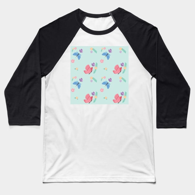 Butterfly Pattern Baseball T-Shirt by khunsaaziz